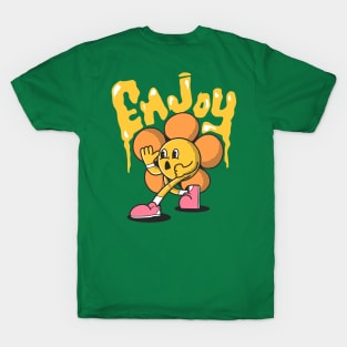 Enjoy, Flower Character T-Shirt